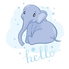 little lovely elephant with mouse and bird