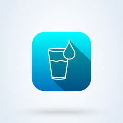 cup and water drop. line art Simple vector modern icon design illustration.