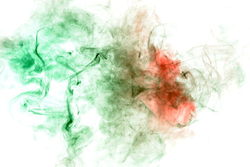 Green fog with shades of red on a white background