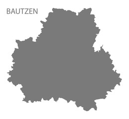 Bautzen grey county map of Saxony Germany DE