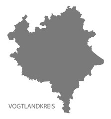 Vogtlandkreis grey county map of Saxony Germany DE