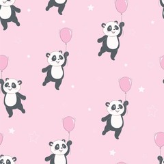 Obraz premium Cartoon Seamless Panda Pattern
