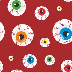 Seamless halloween pattern with creepy eyeballs