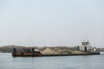 the ship is on the river