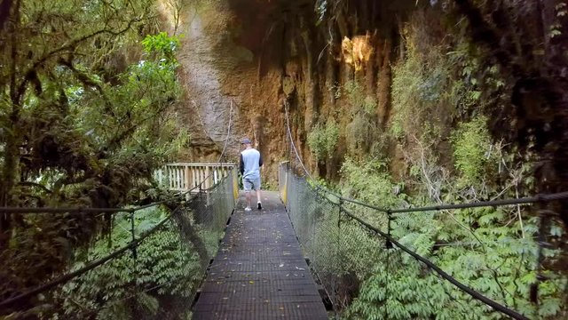 Walking up to Mangapohue Natural Bridge