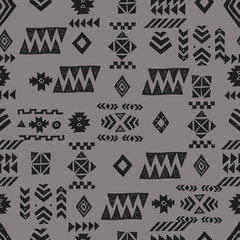 Seamless Ethnic pattern. Tribal vector abstract monochrome background