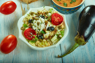 Fresh summer seafood salad with goat cheese.