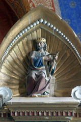 King David statue on the main altar in the Church of Birth of Virgin Mary in Sveta Marija pod Okicem, Croatia