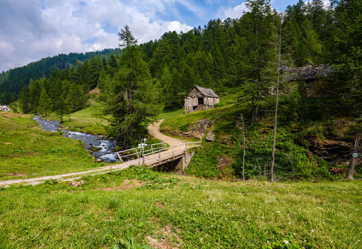 River next to a mountain retreat