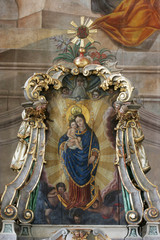 Virgin Mary with baby Jesus, main altar in the Church of the Assumption of the Virgin Mary in Samobor, Croatia
