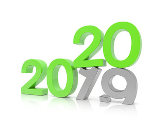 3d illustration - 2019 - 2020 - Silvester, Neujahr, Countdown, Jahreszahlen - grün