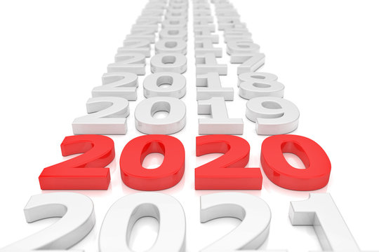 Zeitstrahl - Silvester, Sylvester, Neujahr 2020 in rot