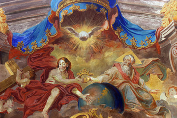 Holy Trinity, altar fresco in the Church of the Assumption of the Virgin Mary in Samobor, Croatia