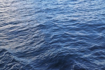 close-up of the water movements of a blue sea