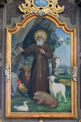 Obraz premium Altar of the Saint Anthony the Great in the Church of the Assumption of the Virgin Mary in Klostar Ivanic, Croatia