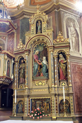 Fototapeta na wymiar Altar of the Visitation of Mary in the church of the Saint Peter in Ivanic Grad, Croatia