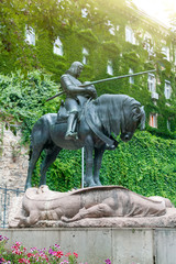 Photo of Monument to Equestrian Statue of St. George after battle with Dragon in Zagreb, Croatia