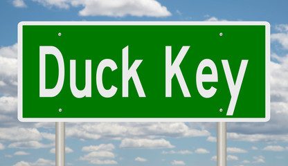 Rendering of a green highway sign for Duck Key Florida