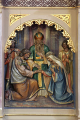 Marriage of the Virgin Mary, altar of the Visitation of Mary in the church of the Saint Peter in Ivanic Grad, Croatia