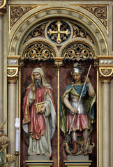 Obraz premium Saint Methodius and Saint George, main altar of the Visitation of Mary in the church of the Saint Peter in Ivanic Grad, Croatia