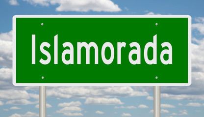 Rendering of a green highway sign for Islamorada Florida