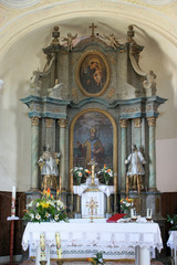 Fototapeta na wymiar Main altar in the church of the Saint Nicholas in Lijevi Dubrovcak, Croatia