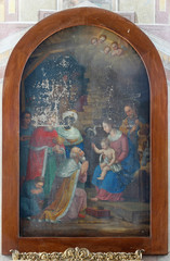 Altar adoration of the Magi in the church of the Saint Nicholas in Lijevi Dubrovcak, Croatia