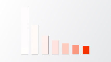 flat illustration vector of red gradient down trend bar chart