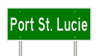 Rendering of a green highway sign for Port St. Lucie Florida