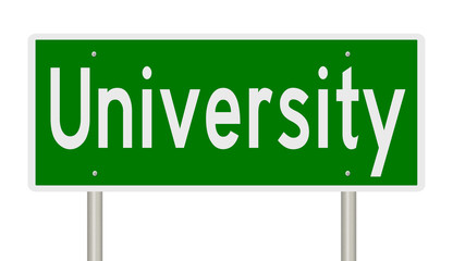 Rendering of a green highway sign for University © Rex Wholster