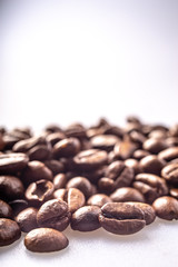 Coffee Beans Background. Close Up fresh roasted brown