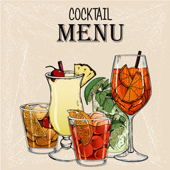 Vector illustration of alcoholic cocktails hand drawn style 11