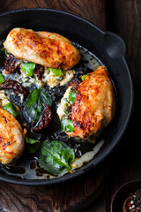 Baked Chicken fillet stuffed with cheese and spinach