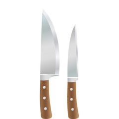 Realistic two kitchen knives of different shapes and sizes