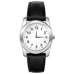 Realistic wrist watch with a black pen on a white background