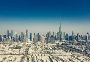 Fototapeta na wymiar Aerial view on downtown Dubai, UAE, on a summer day