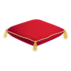 Red Realistic cushion for the crown on a white background