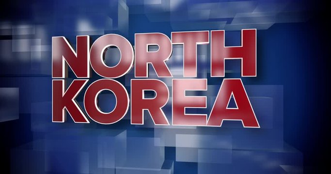 A red and blue dynamic 3D North Korea news title page background animation.	 	