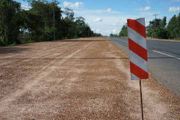 Signs to prevent road construction hazards