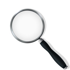 Realistic magnifier to zoom on white background.