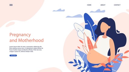 Webside Banner Pregnancy and Motherhood Cartoon.