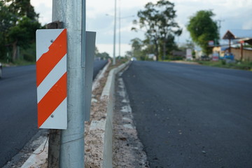 Dangerous labels help to see objects obstructing the way ahead in thailand - obrazy, fototapety, plakaty