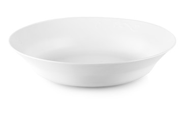 The White plastic bowl isolated on white background.
