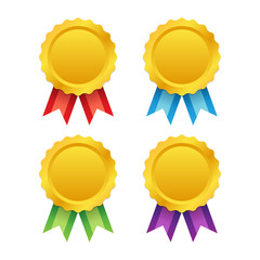 Set of Gold Medals With Double Ribbons