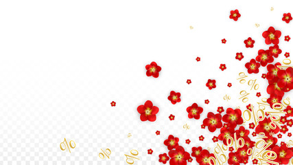 Vector Spring or Summer Sale Background with Flowers and Percent for  Flyer Design. Good for Special Hot Holiday Discount Offer, Black Friday, Fashion Promotion Action. Romantic Rose Illustration.