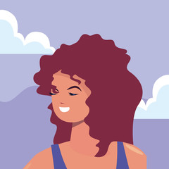 beautiful woman with swimsuit summer time