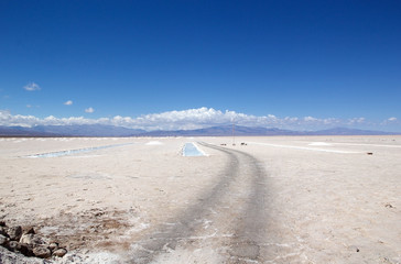 Fototapeta na wymiar Salinas Grandes in north west of Argentina in the provinces of Salta and Jujuy