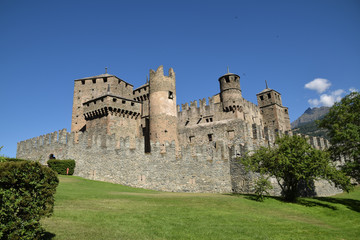 Fototapeta na wymiar The castle of Fenis in all its splendor - Italy