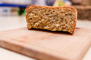 multi-grain homemade bread cut