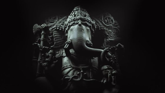 Hindu elephant-headed god Ganesha sculpture close up. Series.